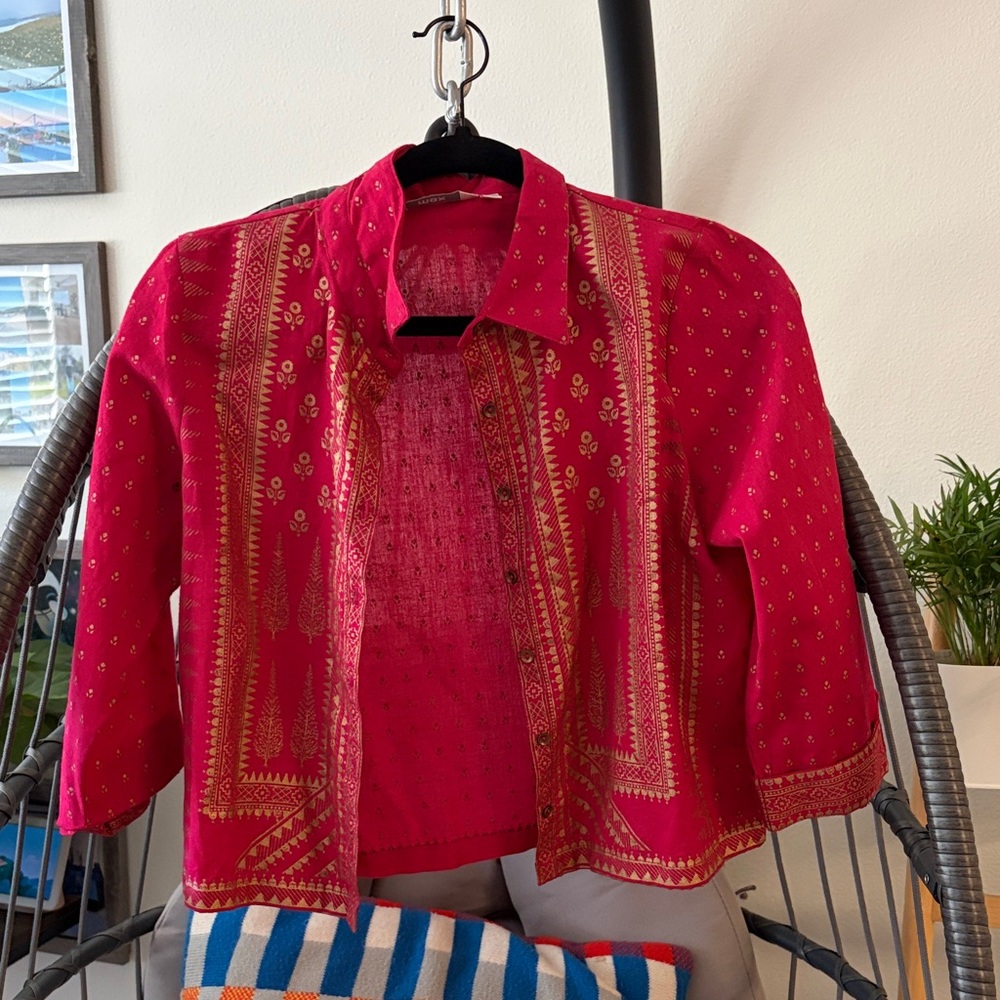 Elegant Red and Gold Women's Crop Top